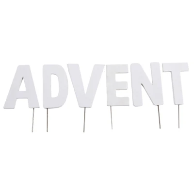 Abi decoratie kerst letterstekers advent wit 8 cm | 24 stuks