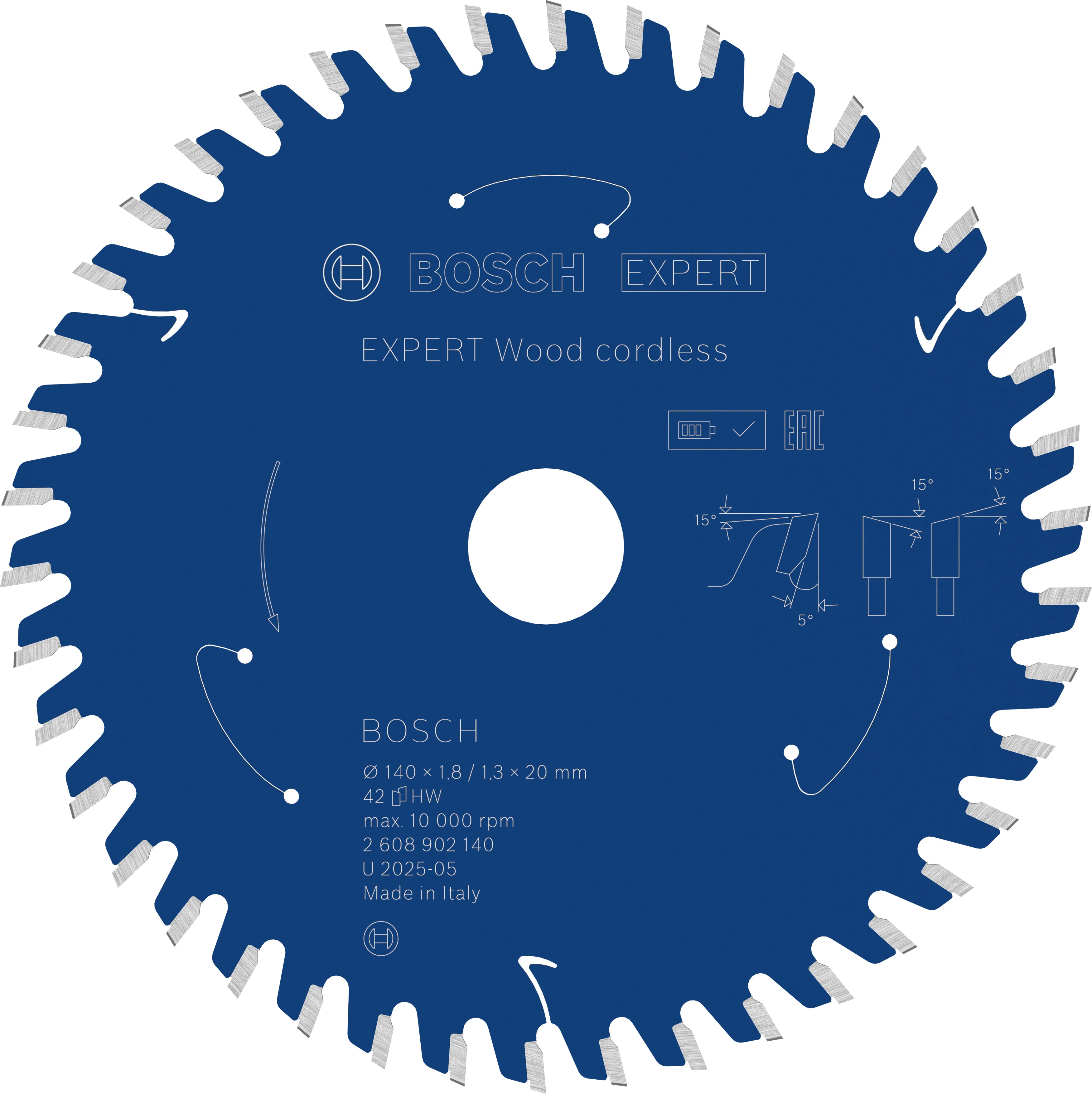 Bosch accessoires expert wood cordless cirkelzaagblad | 140 x 1,8 1,3 x 20 mm | t42 - 2608902140