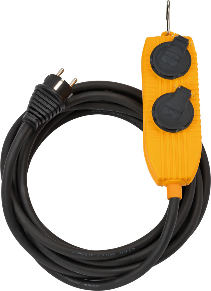 Brennenstuhl bouwplaatsen-kabel | ip54 | met contactdozenblok | 5m | zwart | h07rn-f 3g2,5 fr be - 1151734010