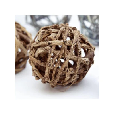 Decoratie rieten ballen bruin 6 cm 6 stuks | 18 stuks - Image 2