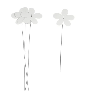 Decoratie steker bloem wit 38 cm set van 4 | 24 stuks - Image 2