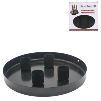 Dienblad kaarsenhouder metaal zwart 20 cm | 6 stuks