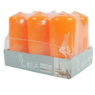Gala stompkaarsen oranje 5,8 x 12,5 cm 6 stuks | 4 stuks - Image 2