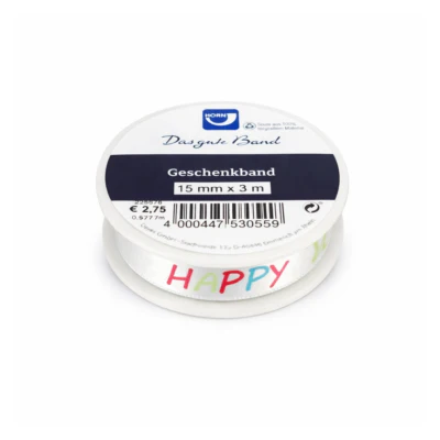 Horn cadeaulint happy birthday satijn 3 m | 36 stuks