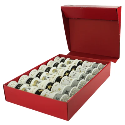 Horn cadeaulint zwart wit goudkleurig display 48 stuks | 2 stuks - Image 2