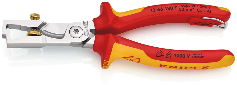 Knipex strix® striptangen met kabelschaar | geïsoleerd | meercomponenten-omhullingen | vde-getest - 13 66 180 t