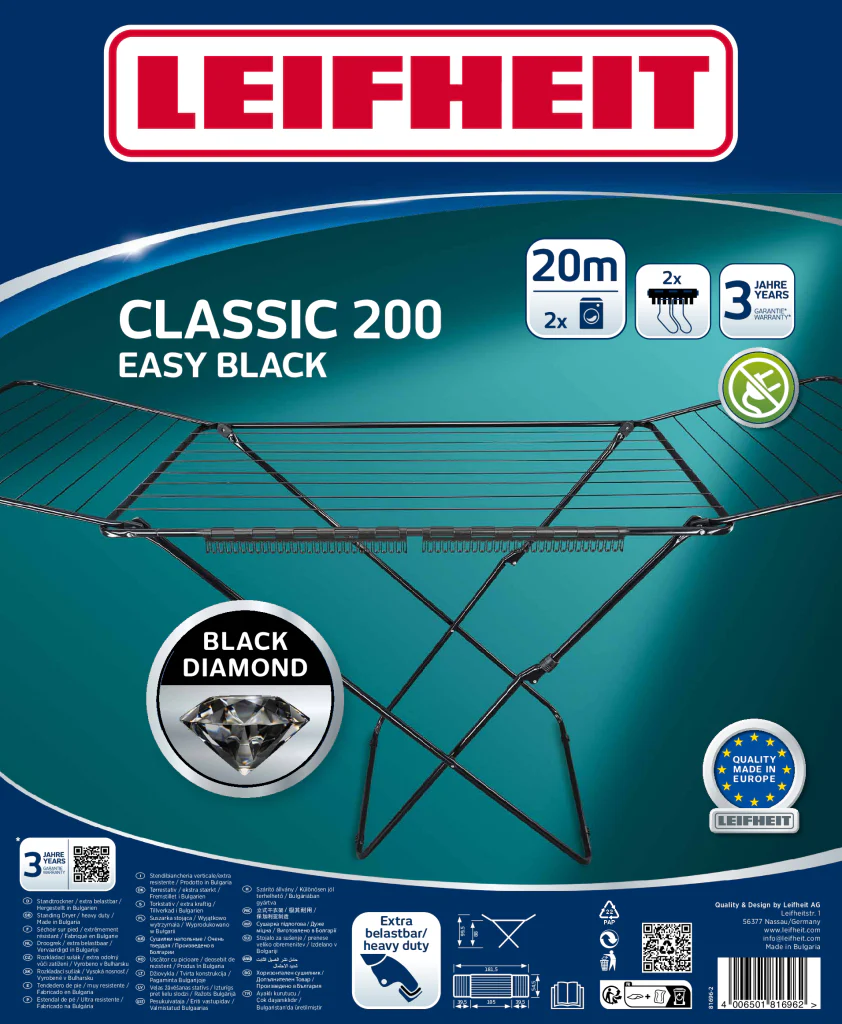 Leifheit 81696 classic 200 easy droogrek zwart - Image 3