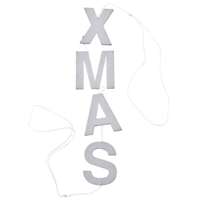 Letterslinger xmas zilverkleurig verticaal 60 cm | 24 stuks