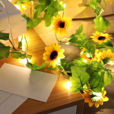 Lichtketting zonnebloem 10 led op batterij 1 m | 12 stuks - Image 2