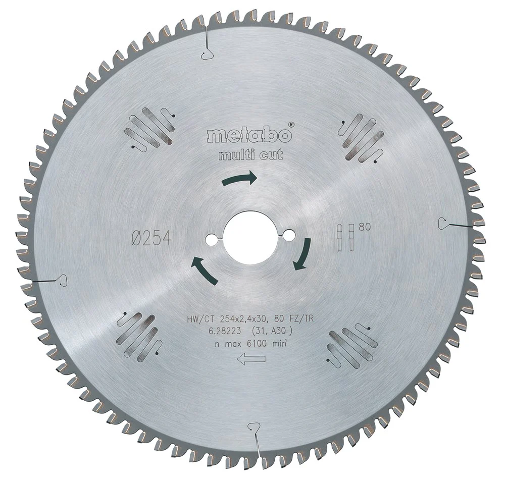 Metabo cirkelzaagblad multi cut hw ct ø 254 mm, 80t fz tz - 628093000