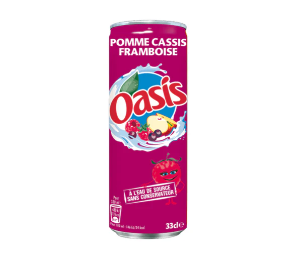 Oasis appel cassis framboos blik 33 cl