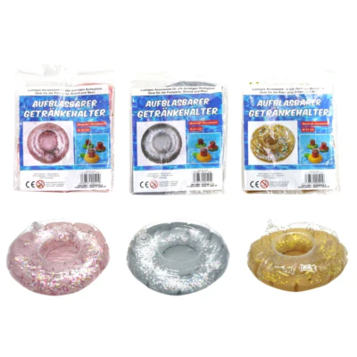 Opblaasbare bekerhouder donut glitter 22 cm 3 assorti | 24 stuks - Image 2
