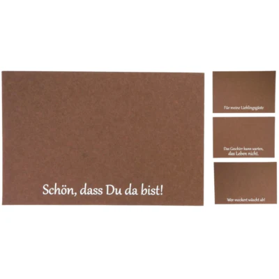 Placemat met duitstalige spreuk vilt bruin 45 x 30 cm 4 assorti | 48 stuks
