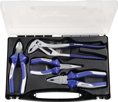 Promat tecwerk set tangen | inhoud: 4-delig | verchroomd | kunststof koffer - 4000810814