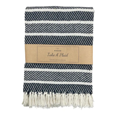 Take a plaid 55 gerecycled katoen zwart 130 x 180 cm | 16 stuks