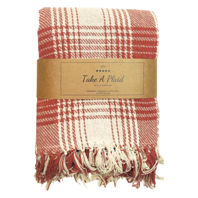 Take a plaid polyback picknickplaid roest wit 160 x 160 cm | 10 stuks