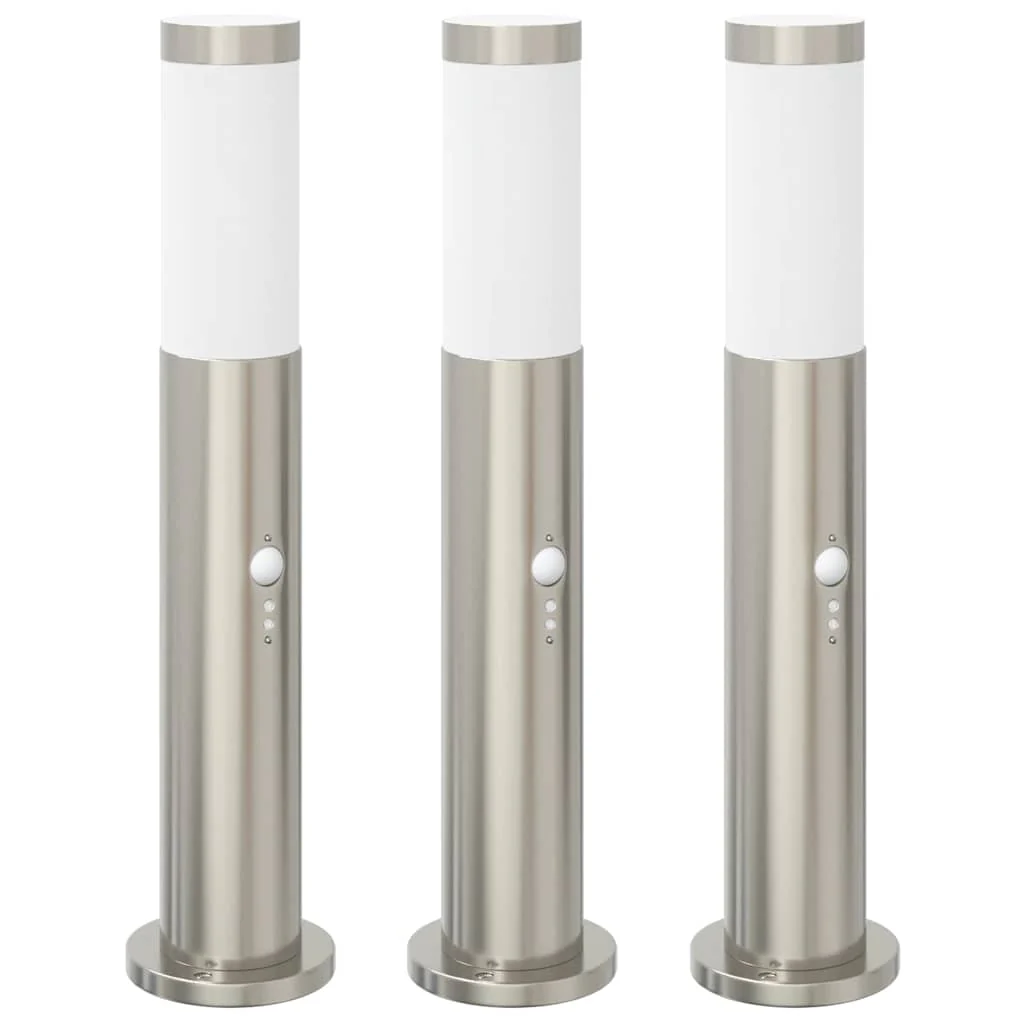 Vidaxl bolderverlichting met sensor 3 stuks 50 cm rvs ip44 - Image 2