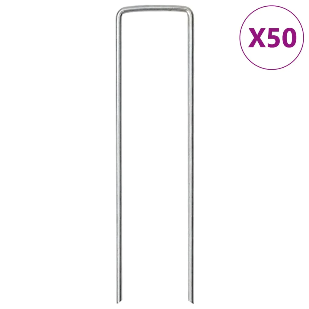 Vidaxl grondharingen 50 st u-vormig 15x3,5 cm gegalvaniseerd staal