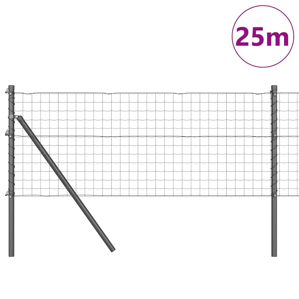 Vidaxl hek met paal grijs 0,6 x 25 m staal en pvc - Image 3