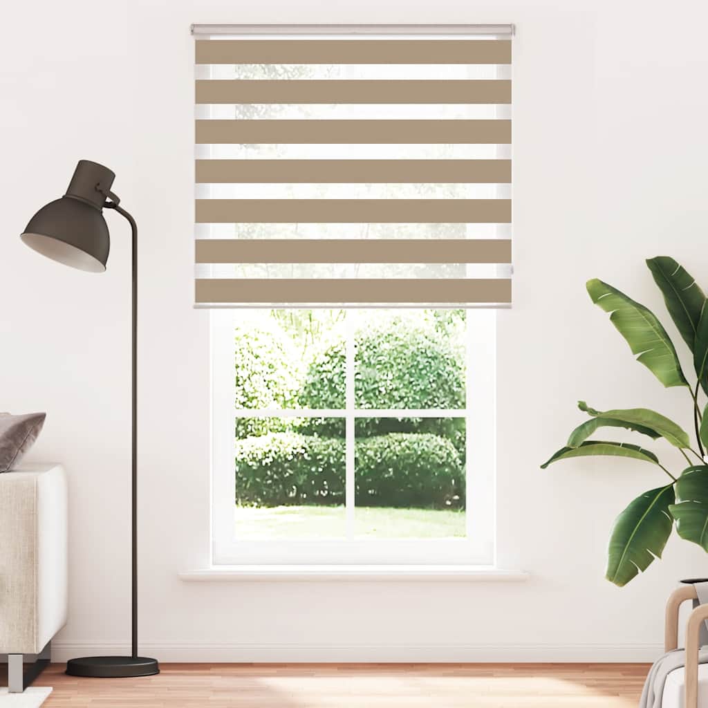 Vidaxl zebra blind 130x200 cm stofbreedte 125,9 cm polyester zandbruin - Image 2