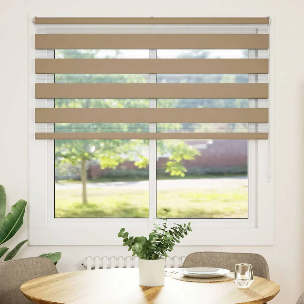 Vidaxl zebra blind 140x150 cm stofbreedte 135,9 cm polyester zandbruin - Image 2