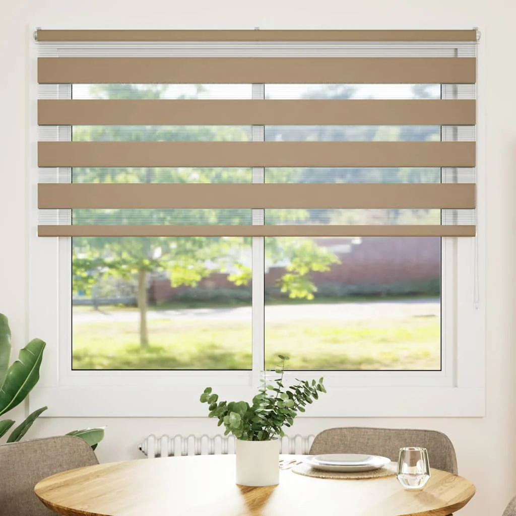 Vidaxl zebra blind 165x150 cm stofbreedte 160,9 cm polyester zandbruin - Image 2