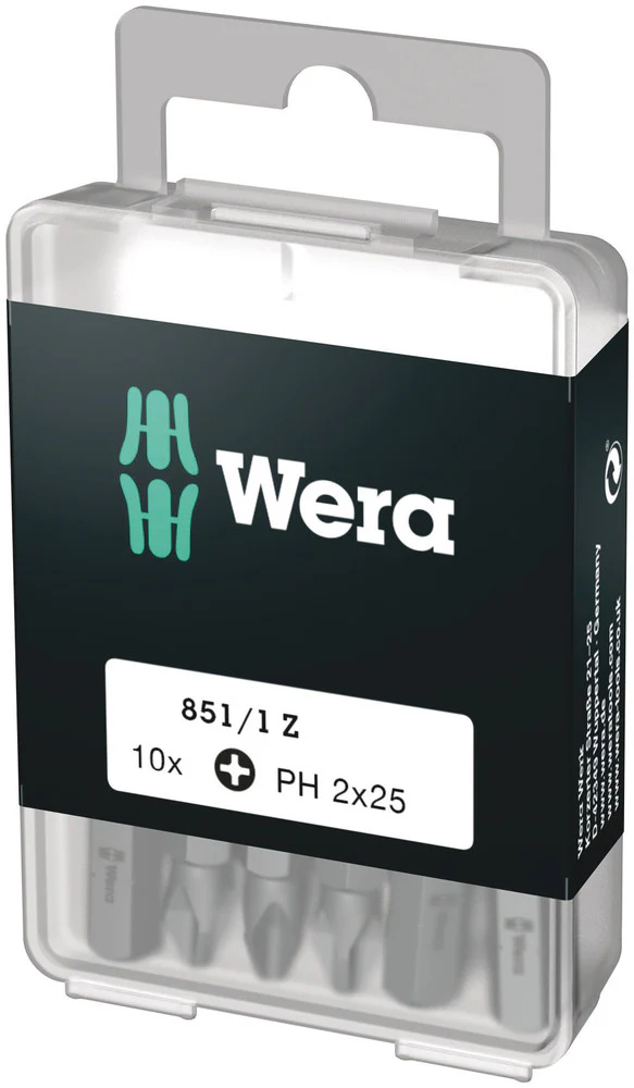 Wera 851 1 z bits phillips, ph 2 x 25 mm (10 bits pro box) - 1 stuk(s) - 05072401001
